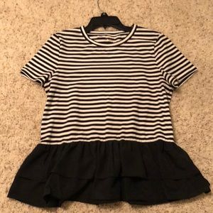 Kate Spade “Broom Street” Striped Peplum Top